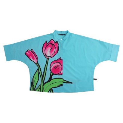 Woman bat wing Shirts - Blue : Tulips in Turquoise Sky