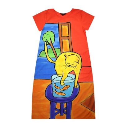 Woman Dress - Red : The Curious Yellow Cat