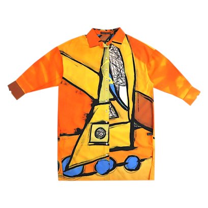 Woman Shirt Long Sleeve Dress - Orange : Solar Motion