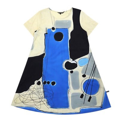 Woman Dress - Cream : Blue Minimal Harmony