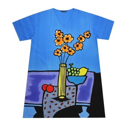 เดรสผู้หญิง - สีฟ้า : ลายอุดมสมบูรณ์ สดใส และอ่อนเยาว์