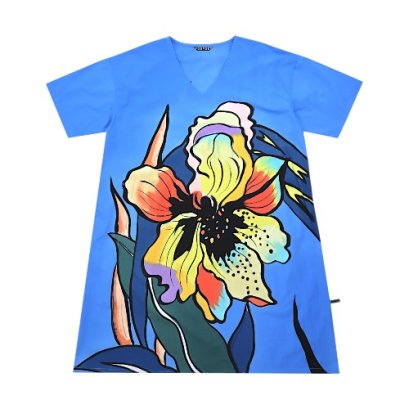 เดรสผู้หญิง - สีน้ำเงิน : ลายไอริสแดนสีสัน