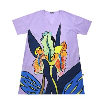 เดรสผู้หญิง - สีม่วง : ลายไอริสในพรมแดนศิลป์