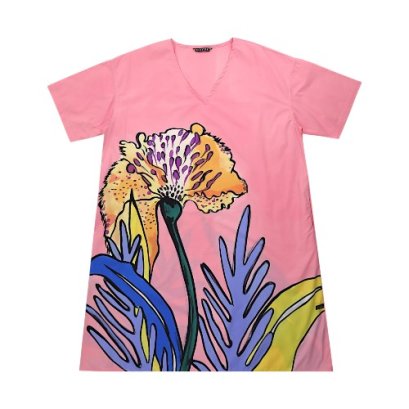 เดรสผู้หญิง - สีชมพู : ลายดอกพู่ระหงษ์ชมพูในสายลม