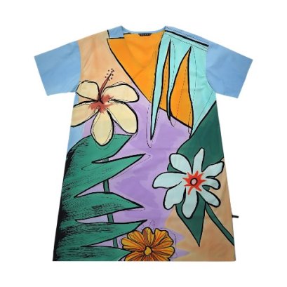 เดรสผู้หญิง - สีฟ้า : ลายละมุนกลีบดอกในสวนพาสเทล