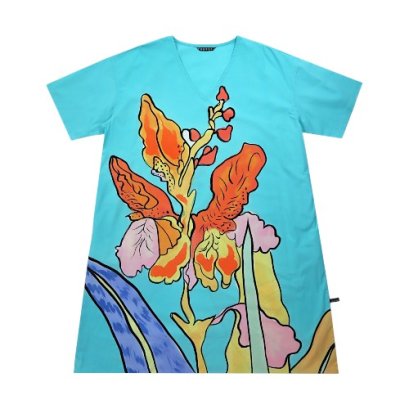 เดรสผู้หญิง - สีฟ้า : ลายไอริสพริ้วในแดนจินตนาการ