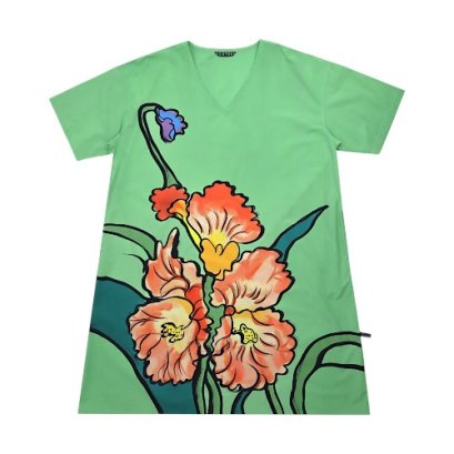 เดรสผู้หญิง - สีเขียว : ลายกล้วยไม้ในสวนลับ