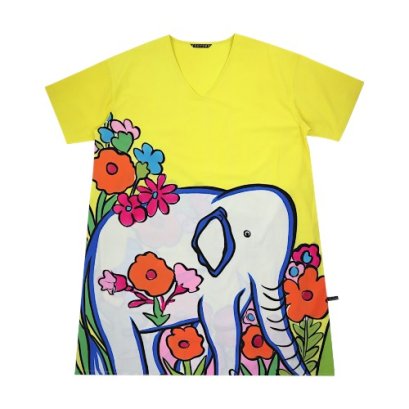 Women Tunic dress - Yellow : The White Elephant in Bloom