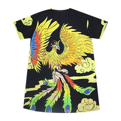 Women Tunic dress - Black : Phoenix Rising in the Golden Clouds
