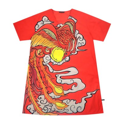 Women Tunic dress - Red : The Crimson Phoenix &amp; Solar Pearl