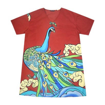 Women Tunic dress - Brown : The Azure Peacock Majesty