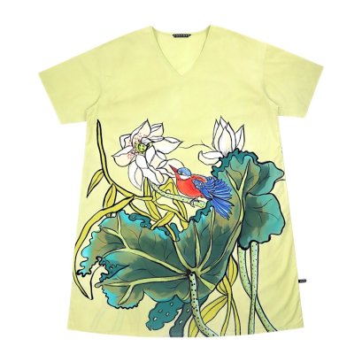 Women Tunic dress - Yellow : The Kingfisher &amp; Emerald Lotus