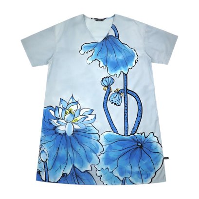 Women Tunic dress - Blue : The Indigo Lotus Serenity