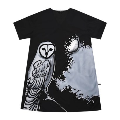Women Tunic dress - Black : The Nocturnal Owl Silhouette
