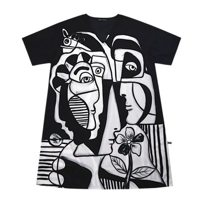 Women Tunic dress - Black : The Cubist Parallel Muse