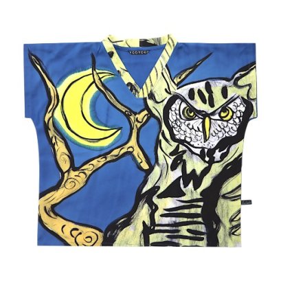 Woman Blouse - Blue : Owl under the Moonlight