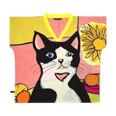 Woman Blouse - Orange : Art Class Cat