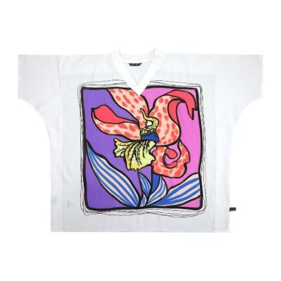 เสื้อตัวหลวมผู้หญิง - สีขาว : ลายป๊อป ออร์คิด แฟนตาซี