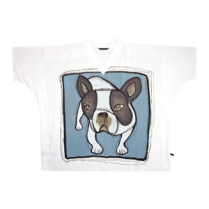 เสื้อตัวหลวมผู้หญิง - สีขาว : ลายบลูด็อกน้อยในกรอบศิลป์