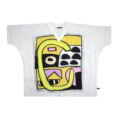 เสื้อตัวหลวมผู้หญิง - สีขาว : ลายวงกตแห่งรูปทรง