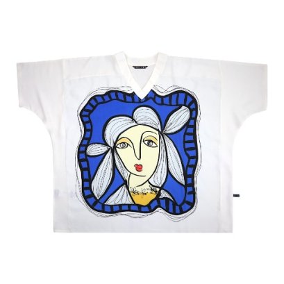 Woman  Blouse - White : Lady in the Frame of Blue