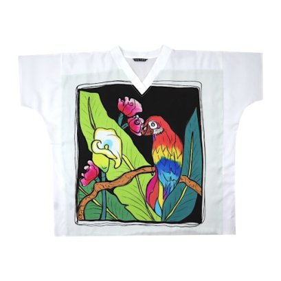 Woman  Blouse - White : Chorus of the Parrot in the Tropics