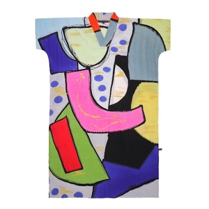 คาฟตันหลากสี : ลายแอปสแตรคหลากสีพร้อมจุดสีน้ำเงิน