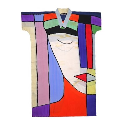 คาฟตันหลากสี : ลายใบหน้าผู้หญิงกับบล็อคหลากหลายสีสัน