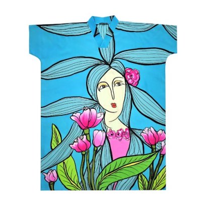 เครปคาฟทาน คอกิโมโน - สีฟ้า : ลายเส้นสายแห่งเธอในกลีบทิวลิปพื้นฟ้า