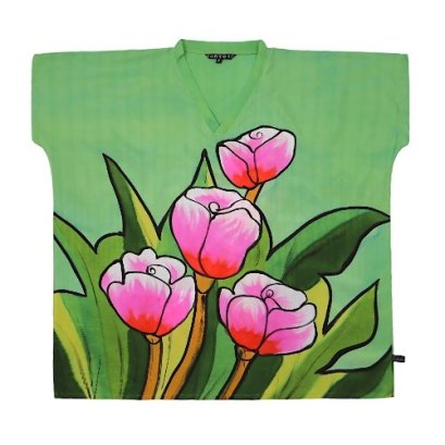 Green blouse : Bright pink tulips