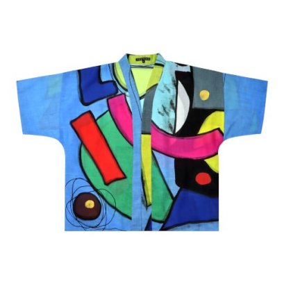 เสื้อคลุมกิโมโน - สีฟ้า : ลายแอปสแตรคเรืองแสง