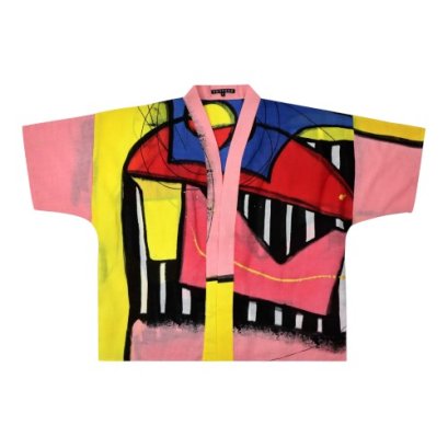 เสื้อคลุมกิโมโน - สีชมพู : ลายโครงสร้างลูกกวาด