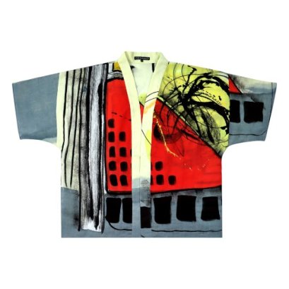 เสื้อคลุมกิโมโน - สีเทา : ลายจังหวะแห่งการเดินทาง