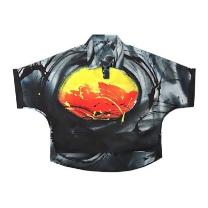 Women Casual  Batwing Blouse - Black : Solar Flare in the Spiral Force