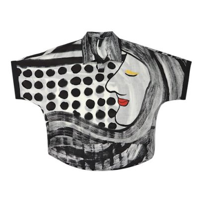 Women Casual  Batwing Blouse - Black : Face in the Dusk