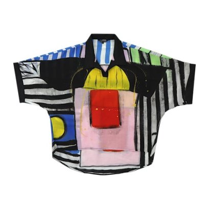 Women Casual  Batwing Blouse - Multicolor : Symphony of Lines and Colors