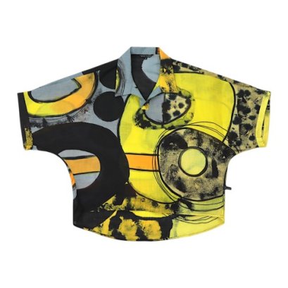 Women Casual  Batwing Blouse - Yellow : Power of Circles on Yellow