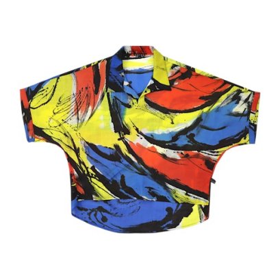 Women Casual  Batwing Blouse - Multicolor : Brushstroke Tempest