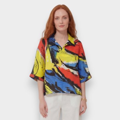 เสื้อปีกค้างคาวผู้หญิง - หลากสี : ลายพายุสีในจังหวะแปรง