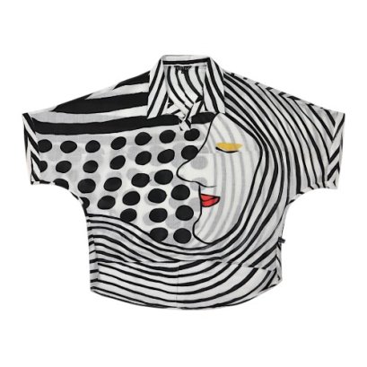 Women Casual  Batwing Blouse - Black : Linework Lady in Monochrome