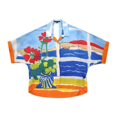 Women Casual  Batwing Blouse - Blue : Matisse’s Window to the Sea
