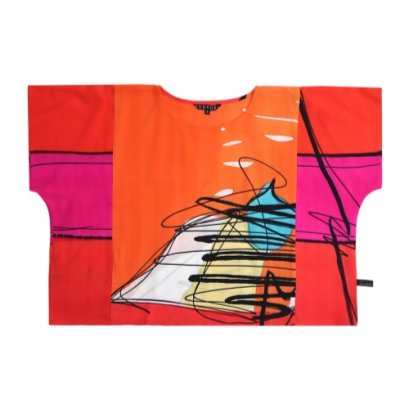 เสื้อครอปผู้หญิง - สีส้ม : ลายเส้นไฟภูเขา