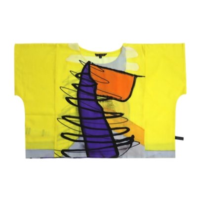 เสื้อครอปผู้หญิง - สีเหลือง : ลายหมุนวนแห่งแสง