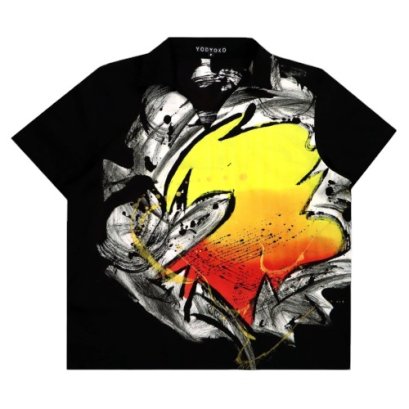 Woman Blouse - Black : Abstact volcano laval