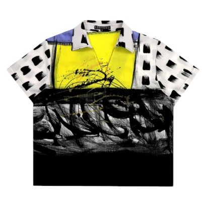 Woman Blouse - White : Abstract art block yellow