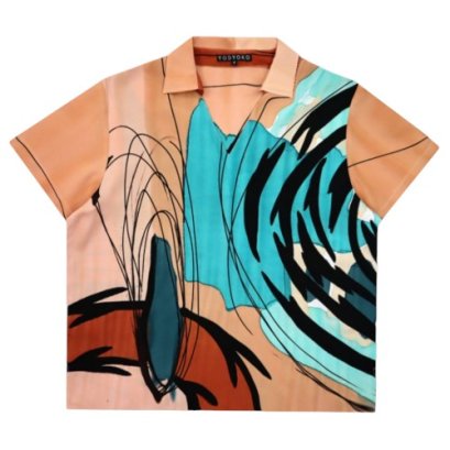 Woman Blouse - Brown : Abstract blue and black to evoke a sense of movement.