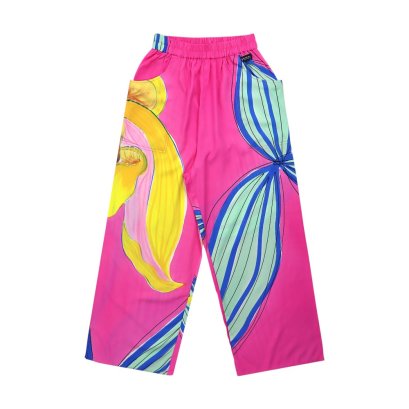 กางเกงลำลองขายาวผู้หญิง - สีชมพู : ลายบทเพลงกล้วยไม้