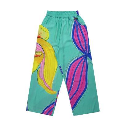 กางเกงลำลองขายาวผู้หญิง - สีเขียว : ลายบทเพลงกล้วยไม้