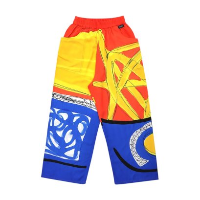 กางเกงลำลองขายาวผู้หญิง - สีแดง : ลายแอปสแตรคสีแดงและสีน้ำเงิน