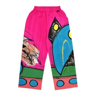 Woman Relax Pants - Pink : Color Rhythm on Pink